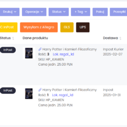 Tworzenie etykiet kurierskich w Apilo za pomocą przycisków na liście zamówień